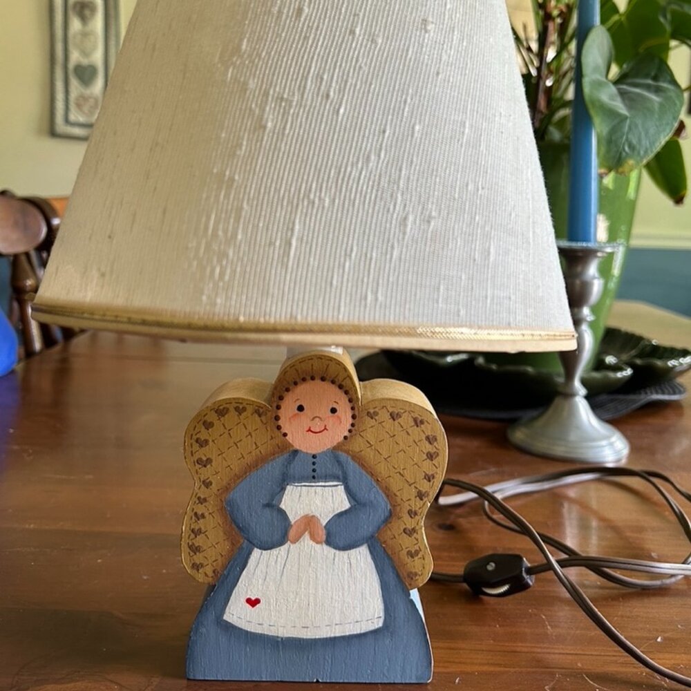 Hand Painted Vintage Angel Lamp